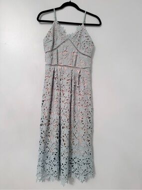 Goodnight Macaroon Light green Lace Midi Dress with nude Lining